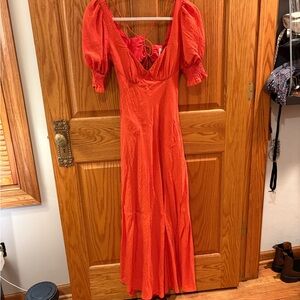 Hello Molly Red Puff Sleeve Maxi Dress